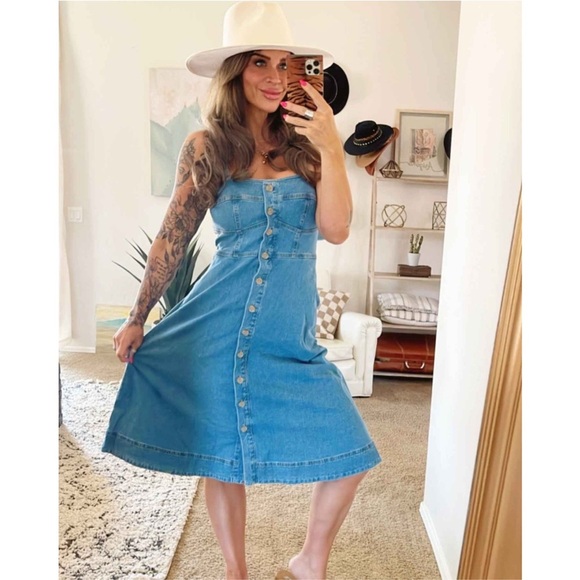 NWOT  Women's Denim Corset Midi A-Line Dress
- Universal Thread Indigo L - Picture 5 of 8